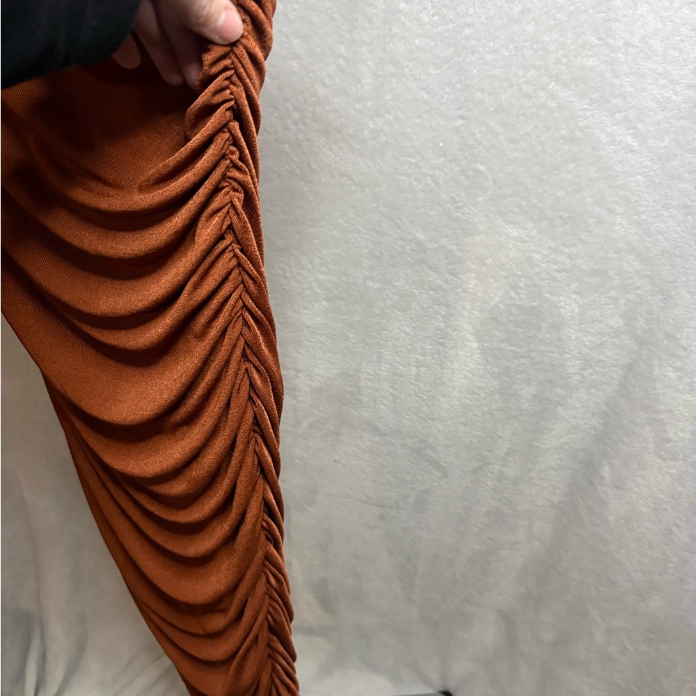 MARBLE Rust Orange Draped Dress - Picture 3 of 6